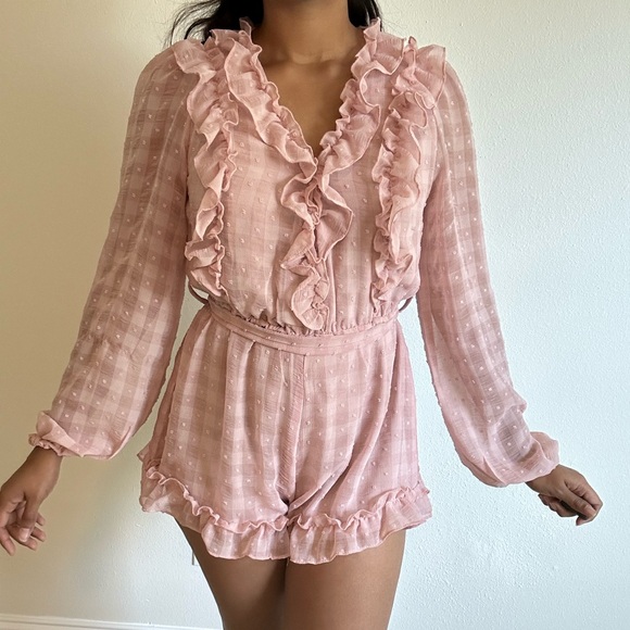 Pink Ruffled Jumpsuit - Picture 1 of 4